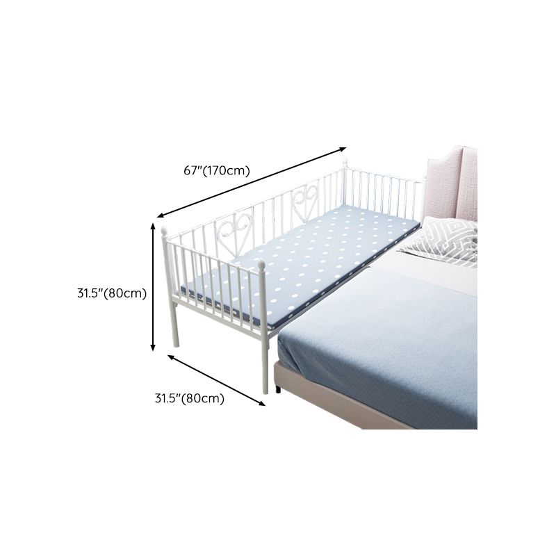 Metal Fixed Side Crib in White Mattress Included Crib with Guardrails