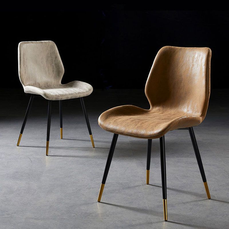 Chaise de salle à manger de style moderne chaise latéral sans bras avec des jambes en métal pour la cuisine