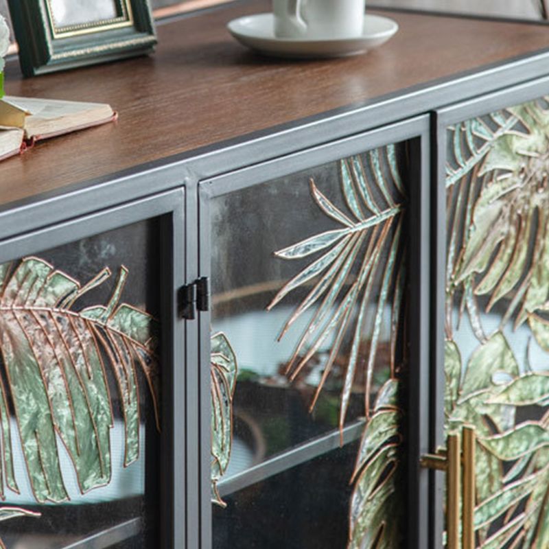 Iron 2/4 - Door Accent Cabinet Industrial Accent Cabinet with Wood Accents