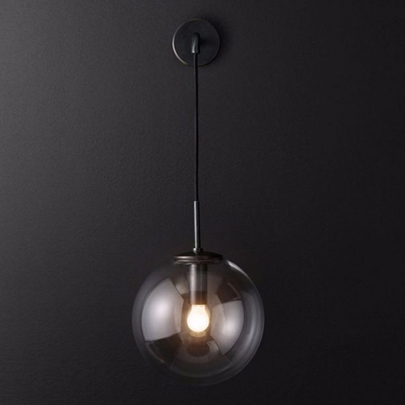 Globe Wall Mounted Lamps Vintage Simplicity Clear Glass Wall Sconce for Bedroom