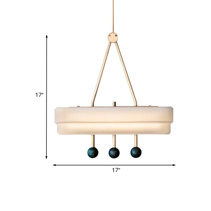 Opal Glass Linear Pendant Lighting Ayémorrage LED nordique Kit de lampe suspendue en blanc pour salle à manger, blanc / chaud
