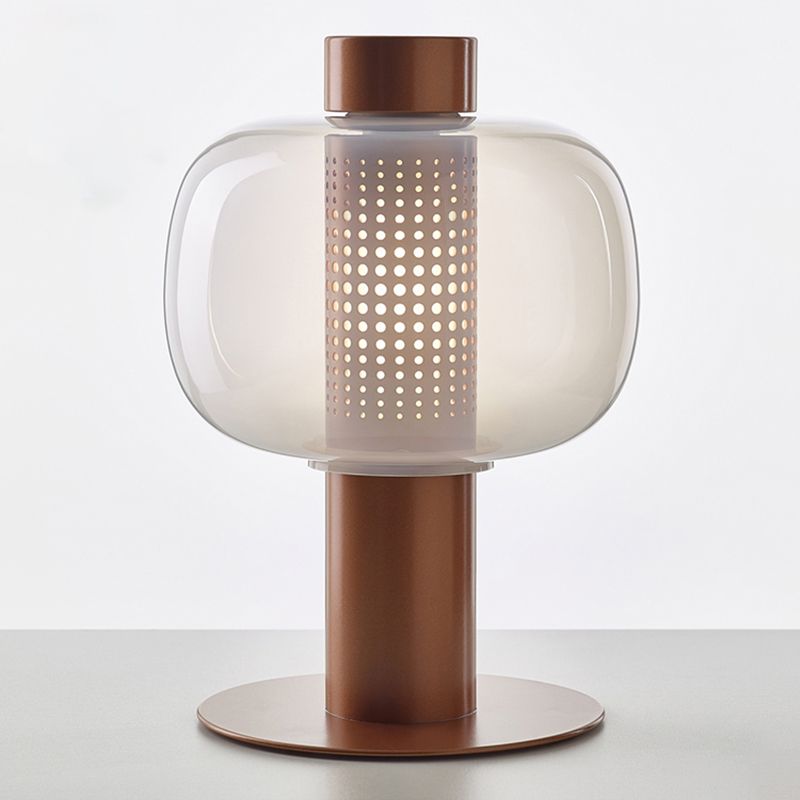 Drum Night Table Lamps Modern Style Glass 1 Light Table Lamp