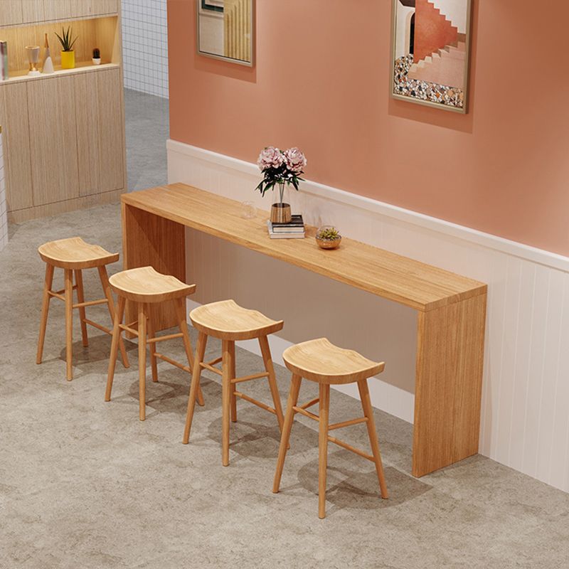 Modern Rectangle Solid Wood Bar Table Set 1/2/5/9 Pieces Counter Table with High Stools