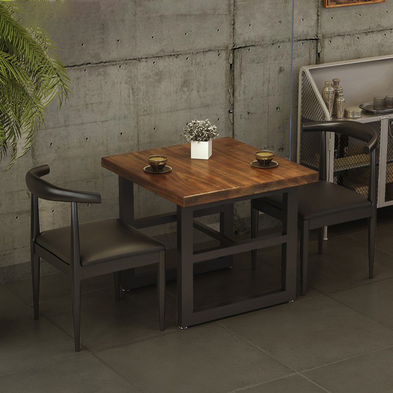 Mesa de comedor de madera sólida industrial mesa de comedor de base de caballete para el hogar