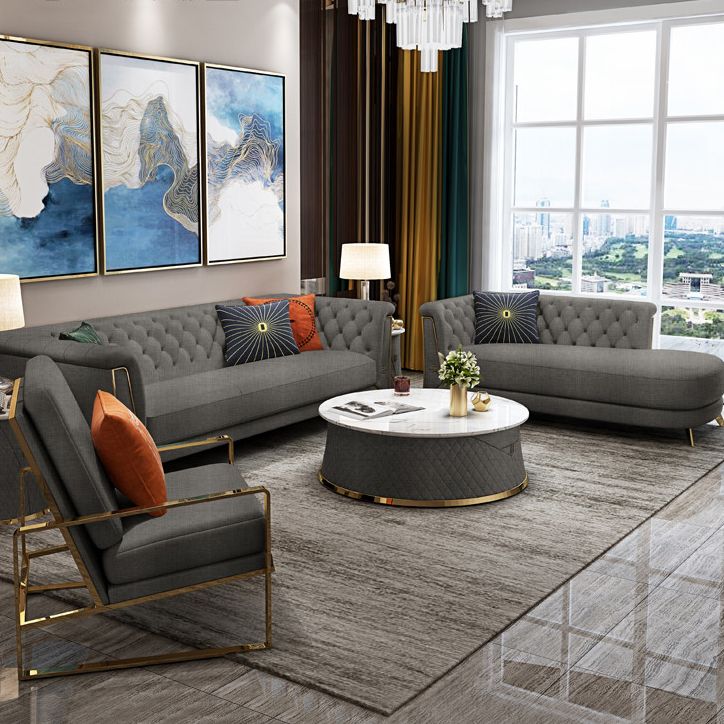 Contemporary Upholstered Chaise Lounge Couch Rolled Arms Lounge Chair