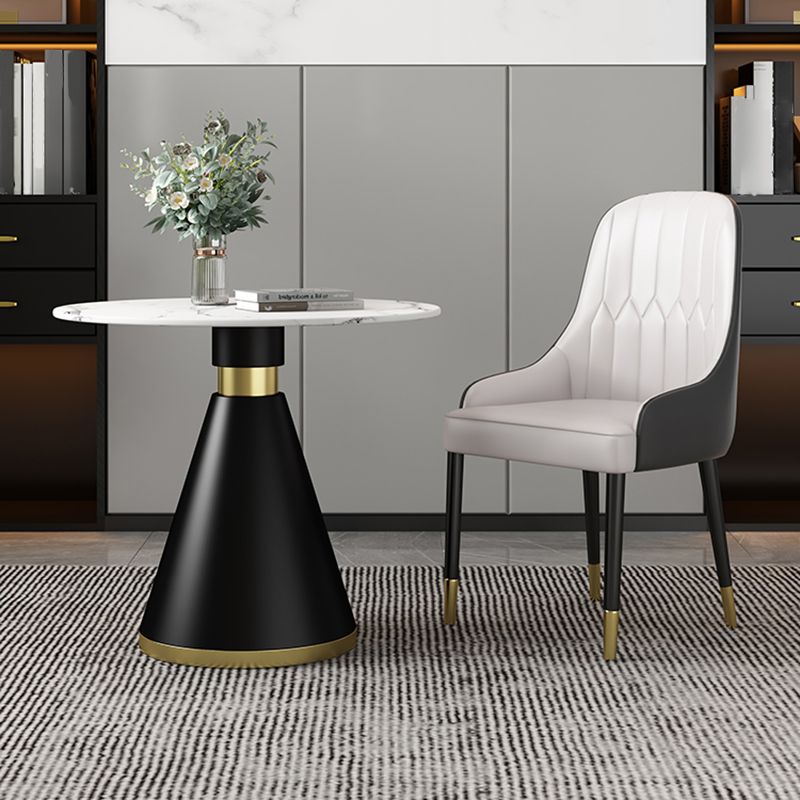 Metal Modern Round Dining Table Sintered Stone Table for Dining Room and Kitchen