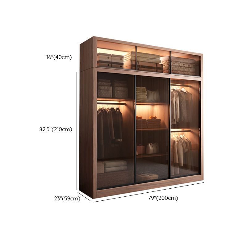 Brown Engineered Wood Wardrobe Armoire Modern Wardrobe Closet