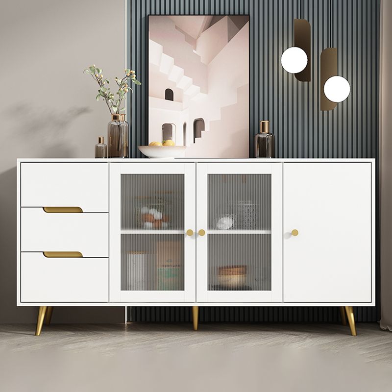 63" L Modern Accent Chest with 2-Drawer and 2-Door Wood Chest