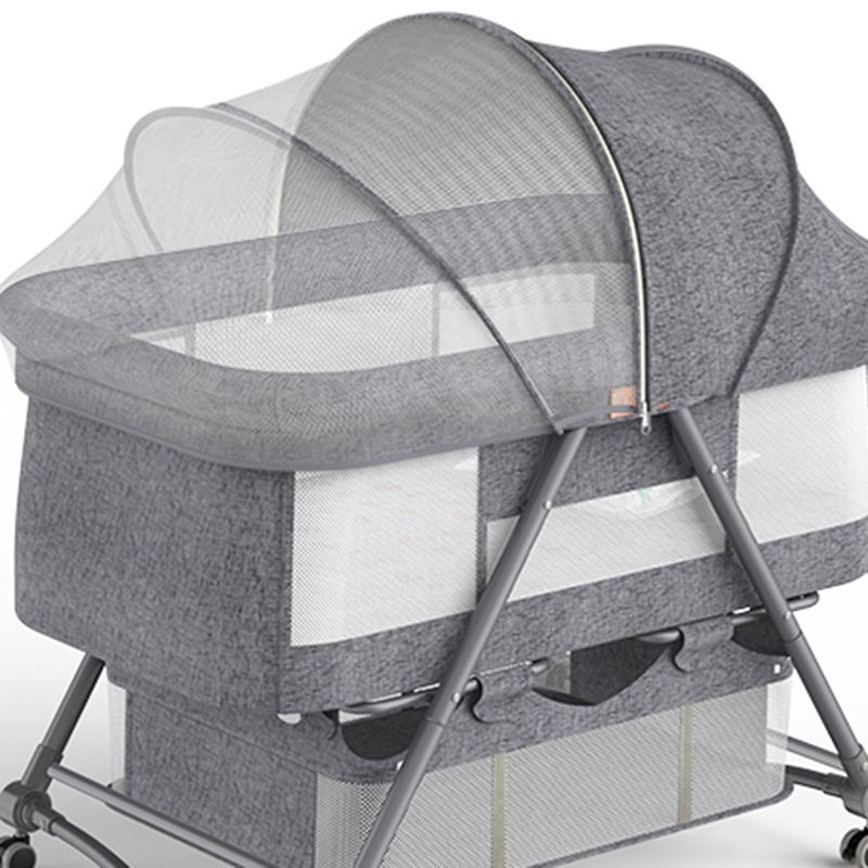 Modern Rocking Metal Crib Cradle Foldable Height Adjustable with Bedding