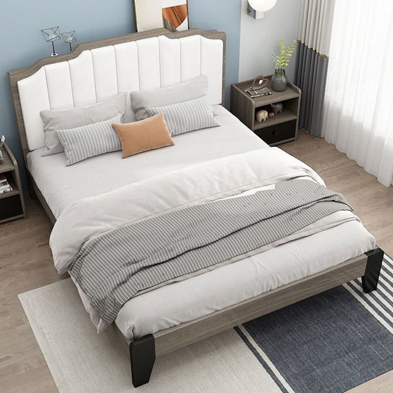 Upholstered Headboard Standard Bed Mattress Included Bed Frame with Legs