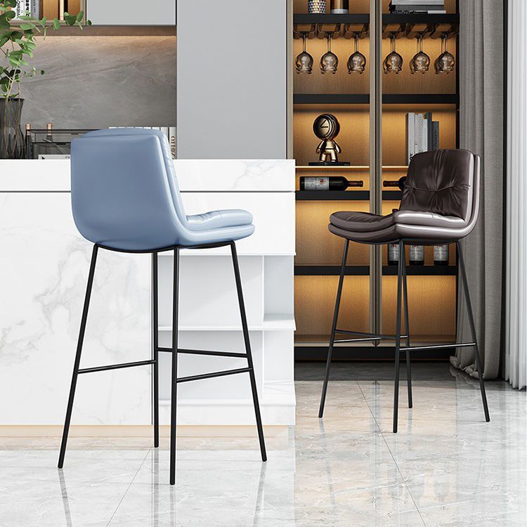 Contemporary Barstools Faux Leather Bar Stool with Metal Legs