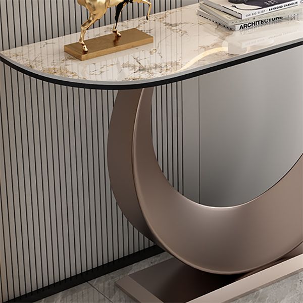 Half Moon Contemporary Console Table Stone White/Black/Pink Console Sofa Table