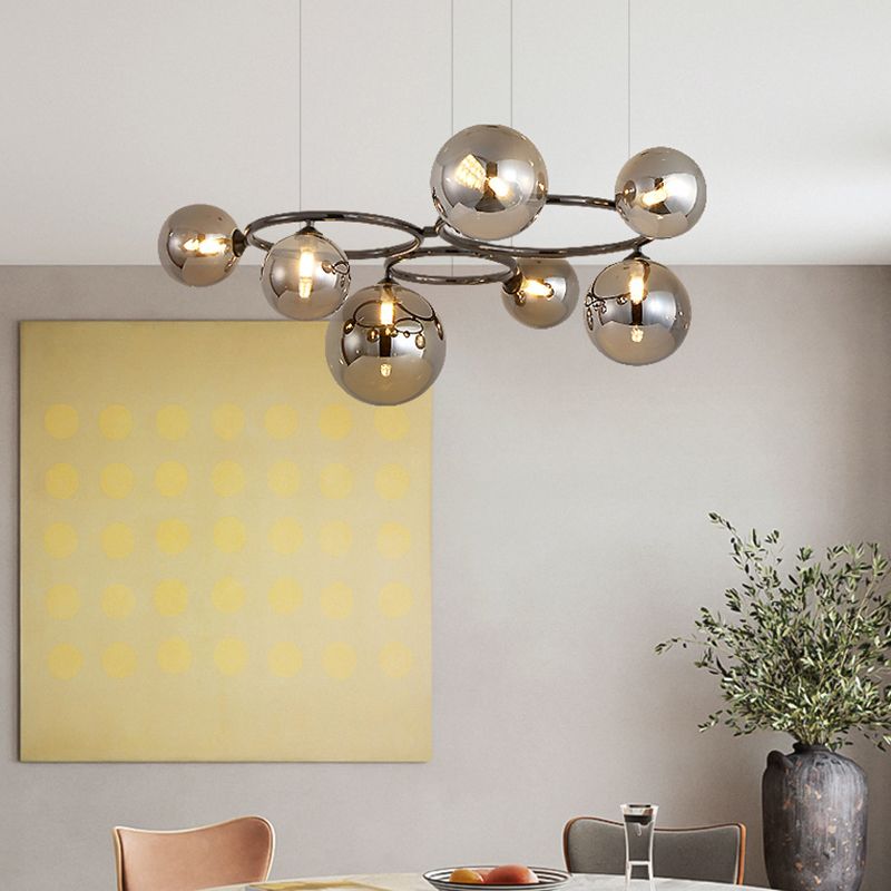 Blown Glass Globe Chandelier Modern Stylish Dining Room Hanging Light
