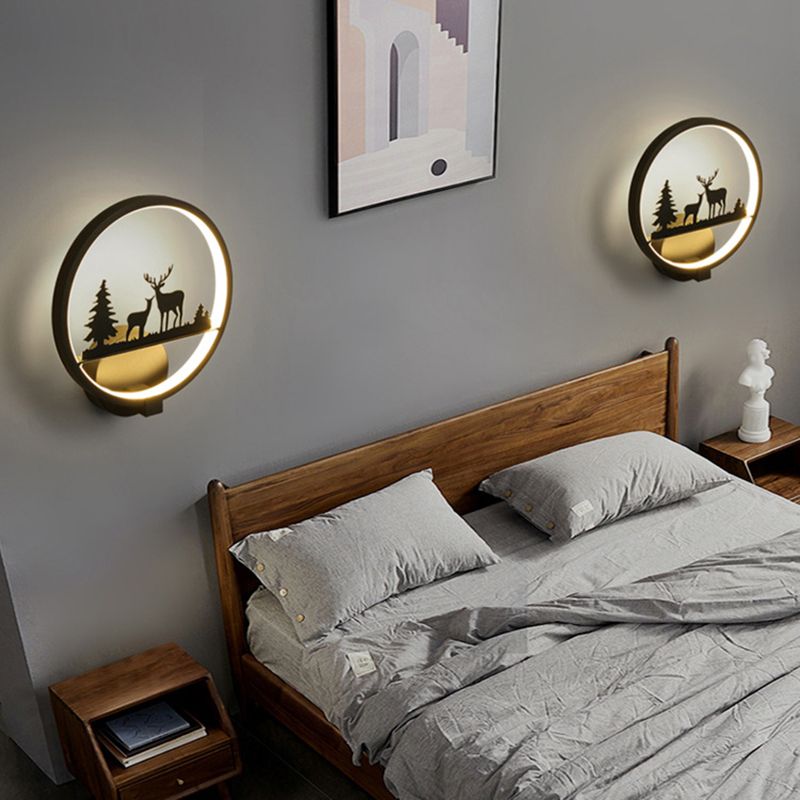 Nordic Style Metal Wall Light Round 10" Wide Wall Sconce for Living Room