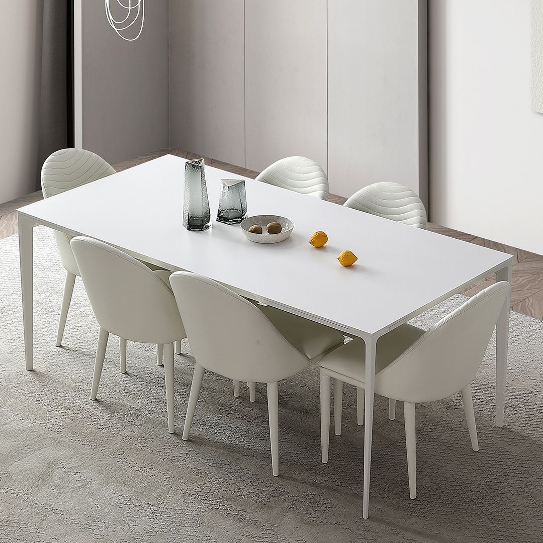 Modern Sintered Stone White Dining¬†Room¬†Set with Rectangle Table Formal Dining Table Furniture