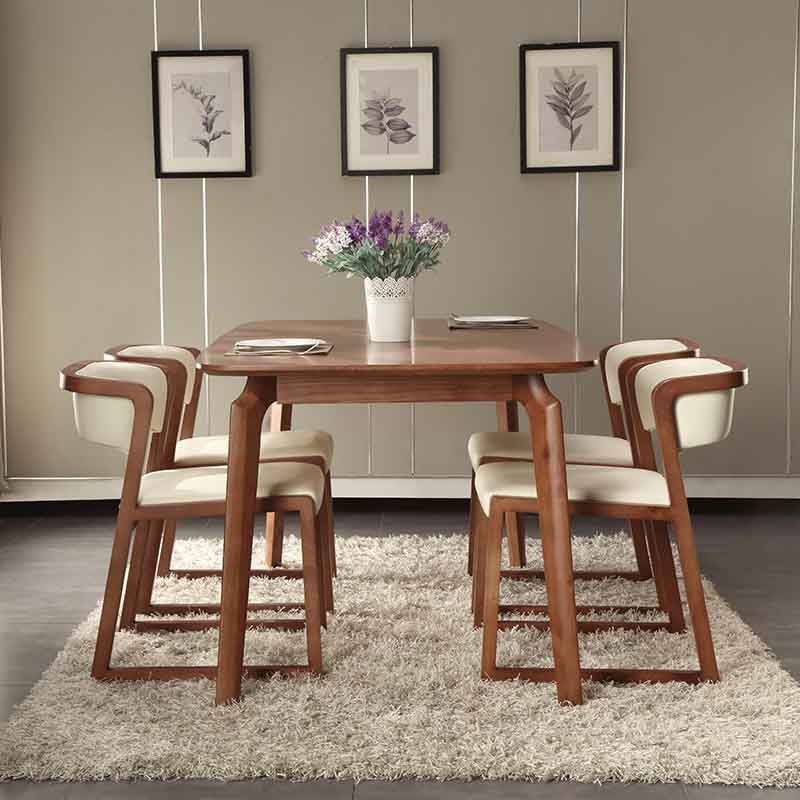 Cocina de estilo moderno, silla de comedor de madera con respaldo abierto, sillas laterales sin brazos