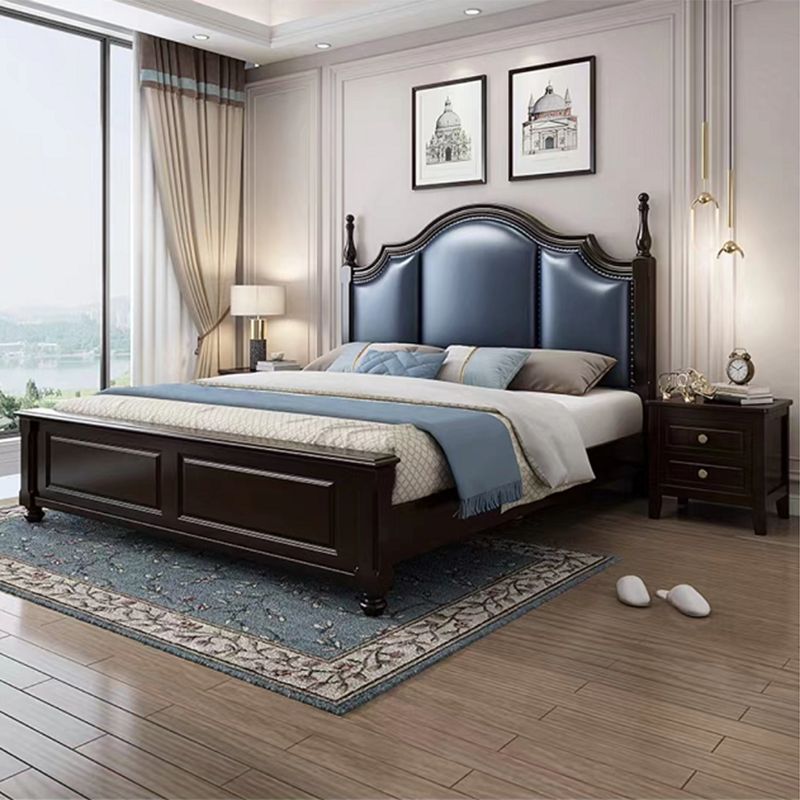 Victorian Style Solid Wood Bed 55.1" H Camelback Headboard Bed Frame with Mattress