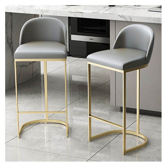 Industrial Low Back Stool Bucket Faux Leather Bar Stools for Bar