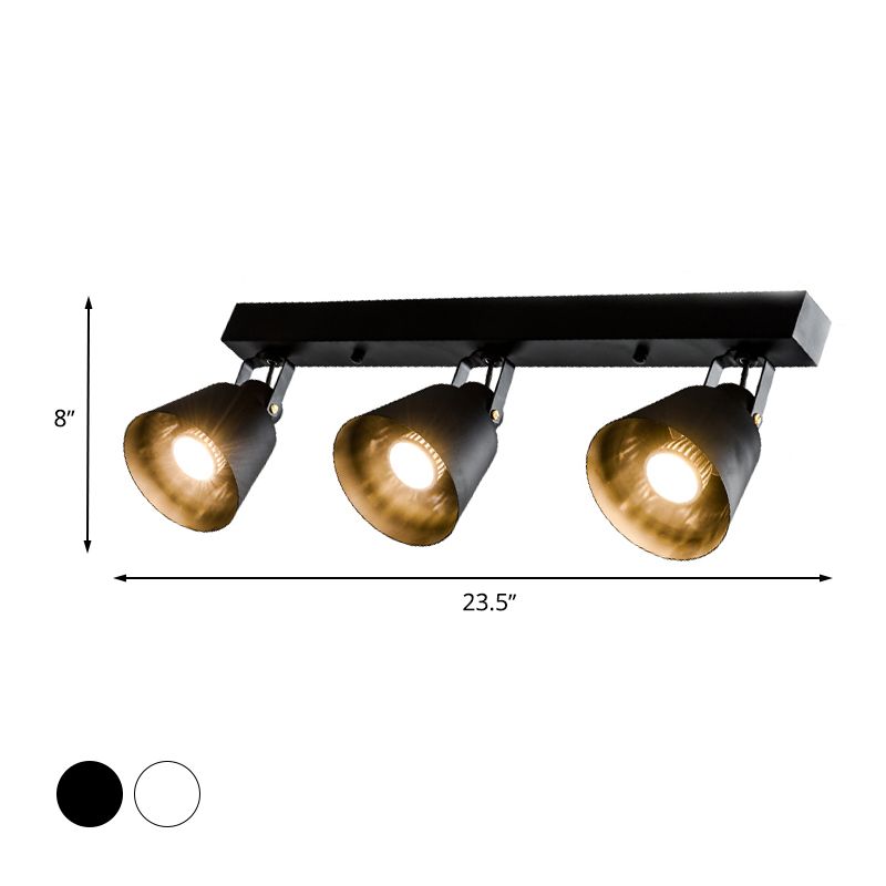 2/3/4 Lights Bucket Ceiling Light Fixture Loft Stylish Black/White Finish Metal Rotatable Semi Flush Mount Lighting