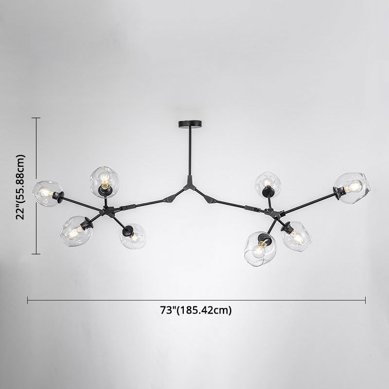 Apparecchi di illuminazione del lampadario ramificati Luce di sospensione in vetro moderno per soggiorno