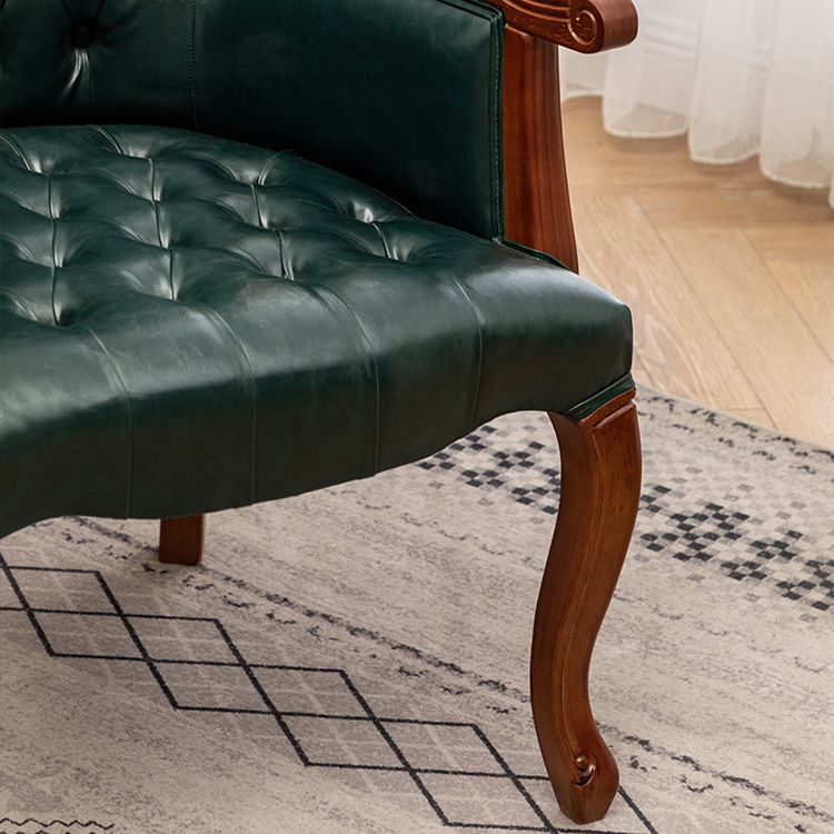 Victorian Dining Arm Chair Solid Back Side Chair with 4 Wood Legs for Home Use