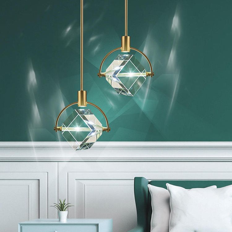 Moderne kubieke hanger verlichtingsarmaturen kristallen hanger lamp