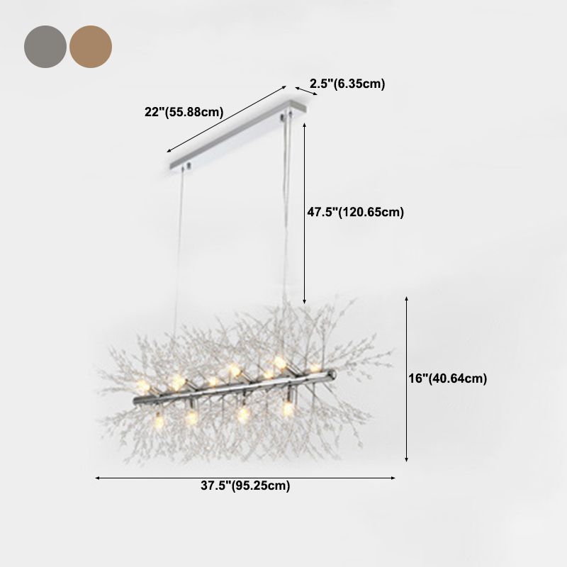Nordic Style Iron Hanging Lamp Rectangle Shape Island Light Fixture for Bedroom