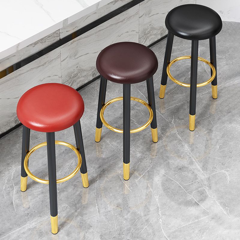 Scandinavian Style Steel Legs Bar-stool Round Seat Single Counter Stool for Kitchen Bar