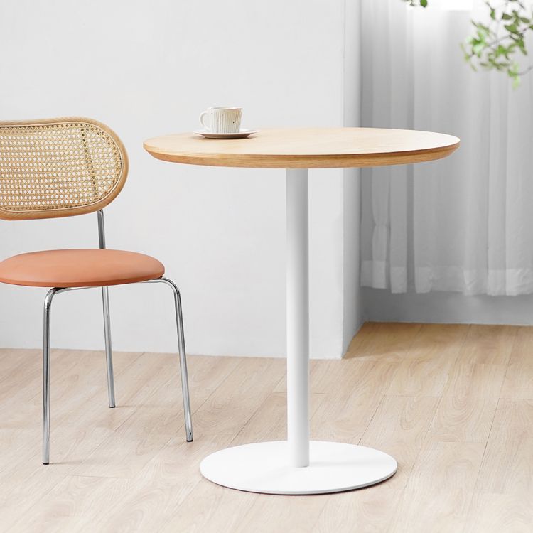 Table de salle à manger décontractée à base de tulipe ronde, table fixe quadricolore avec bois massif