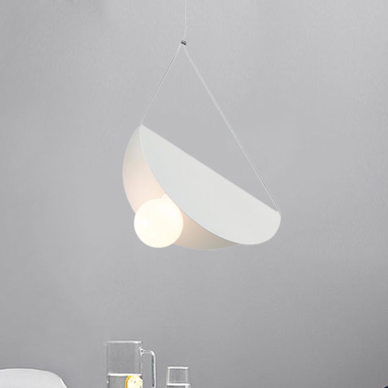 Black/Grey/Black Curved Hanging Lighting Contemporary 1 Light Metal Suspension Pendant for Bedroom