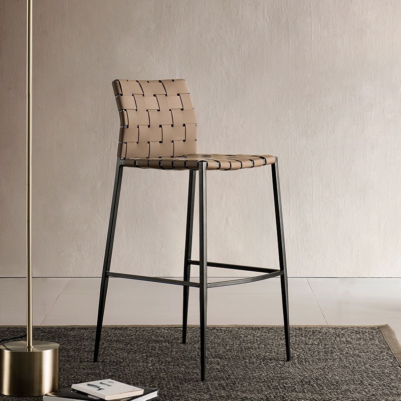 Modern Style Bar Stool Leather Backrest Counter Stool with Metal Legs