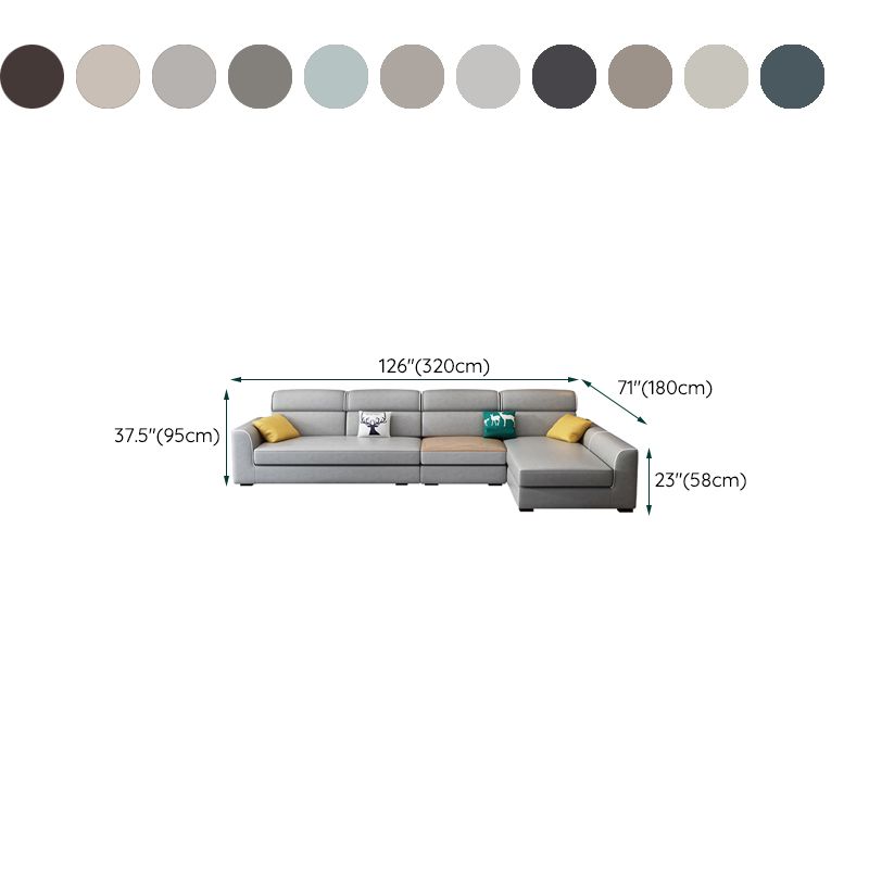 37.40"H Contemporary Sectional Sofa Faux Leather Chaise Sectional