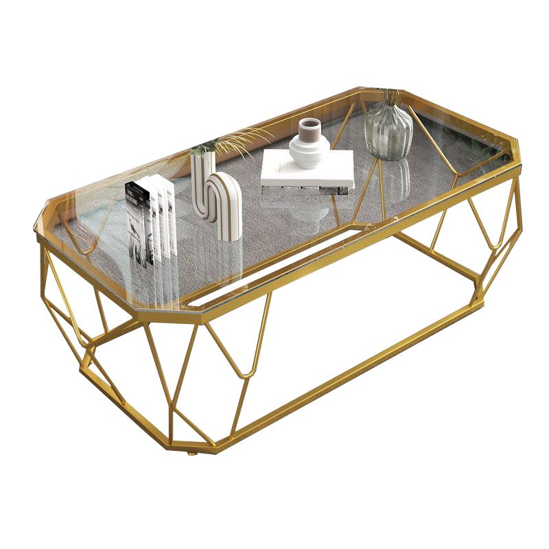 Modern Style Rectangular Glass Table Abstract Base Coffee Table