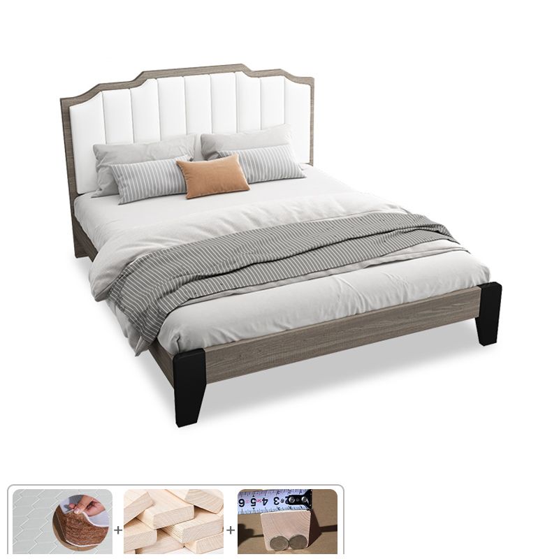 Upholstered Headboard Standard Bed Mattress Included Bed Frame with Legs