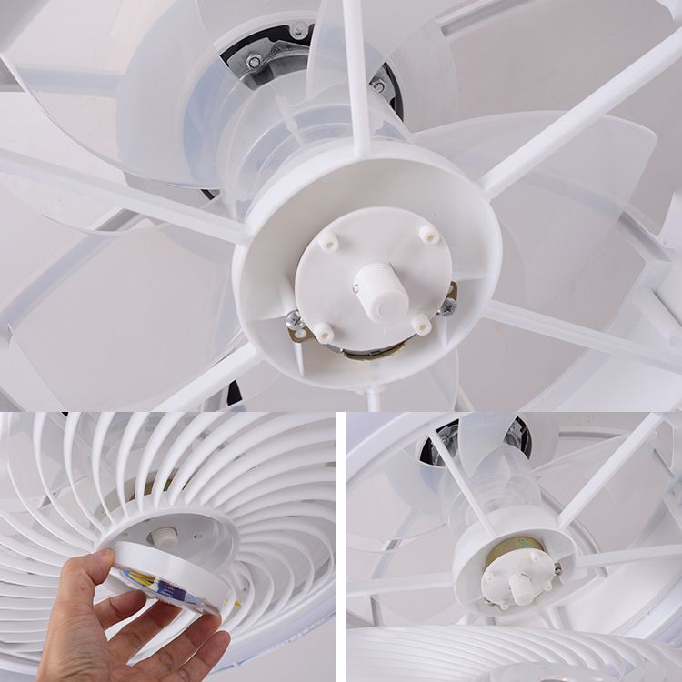Acryl weiße LED -Deckenventilatoren im modernen prägnanten Stil Eisen kreisförmiger Flush -Mount für Schlafzimmer