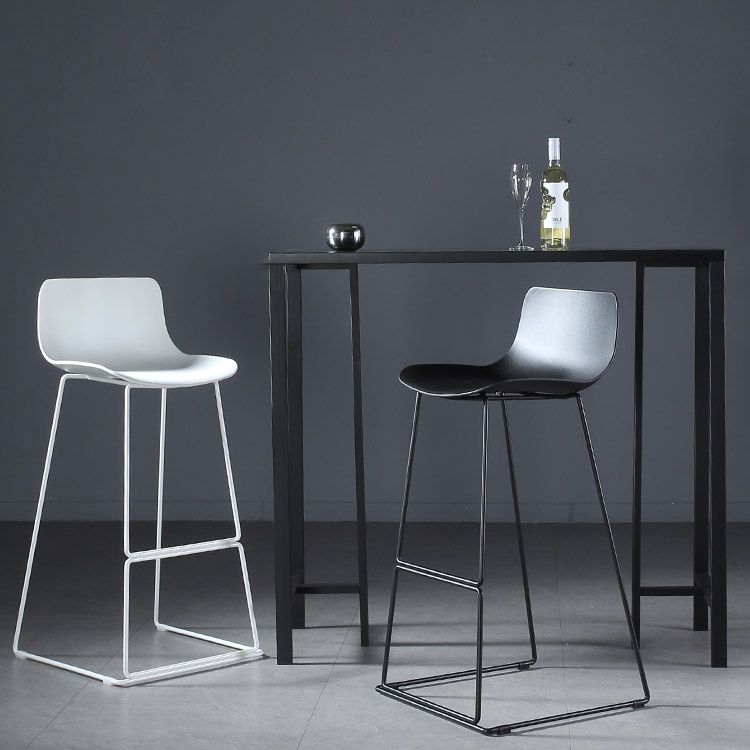 Contemporary Armless Plastic Low Back Bar Stools with Metal Base