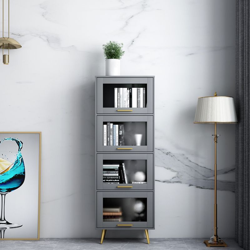 Modern Style Bookcase Closed Back Bookshelf with Door for Home Office