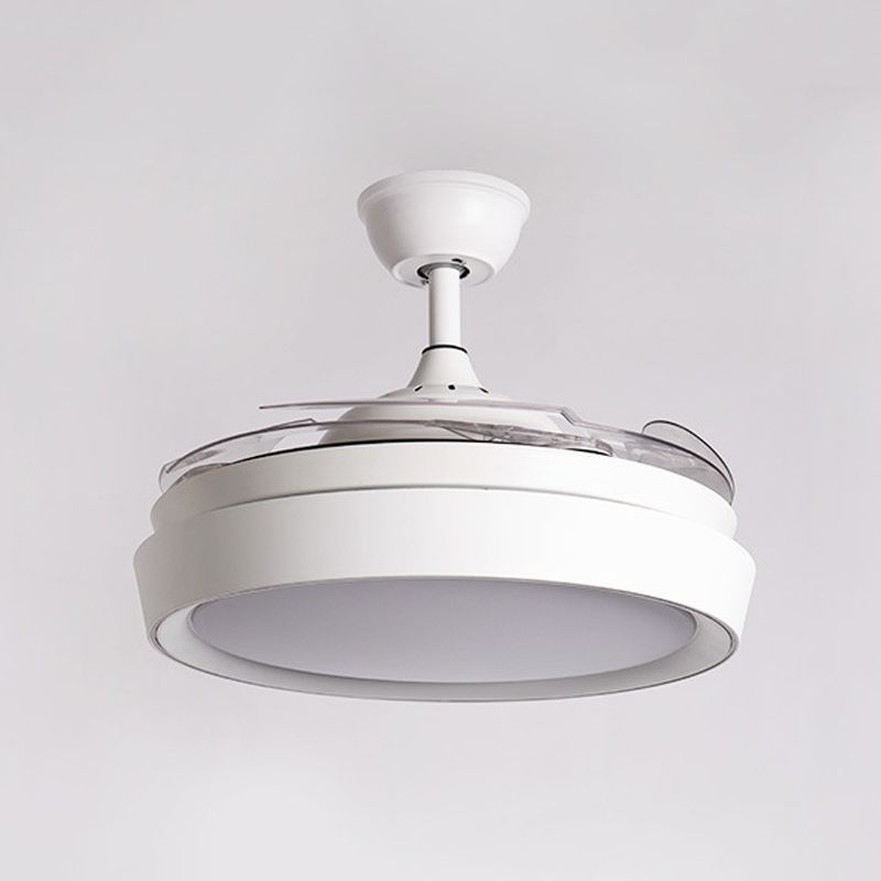 36 "W LED Circulaire ventilatorverlichting Eenvoudig wit metaal semi -spoelbevestiging plafondarmatuur met 4 messen, op afstand/muurregeling/afstandsbediening en muurregeling