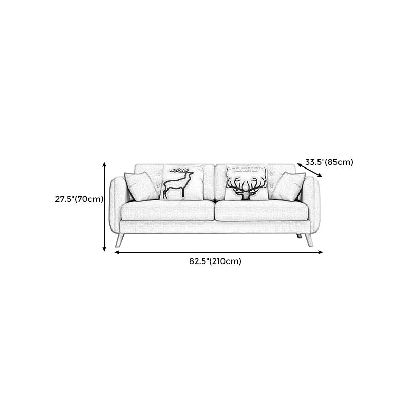 Modern Macaroon Square Arm Sofa 4 Wood Legs Cushions Sofa for Apartment