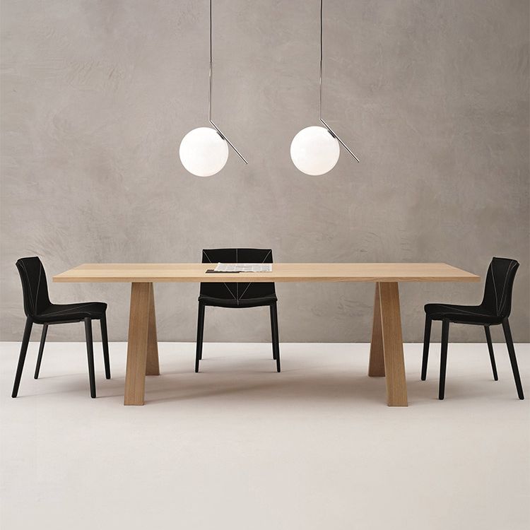 Rectangle Wood Color Dining Table Pine Solid Wood Table Modern with 4 Legs