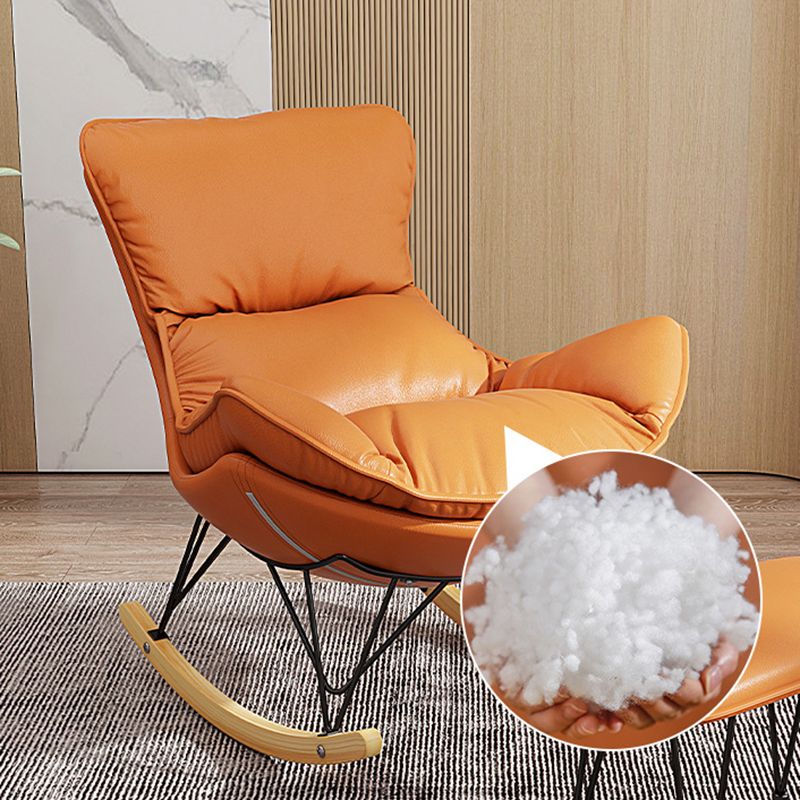 Wing Back Rocking Chair Solid Wood Rocker Chair with Ottoman