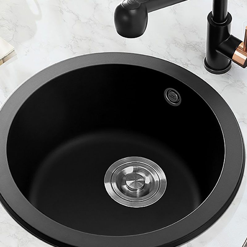 Quartz Kitchen Sink Round Single Basin Kitchen Sink with Drain Assembly