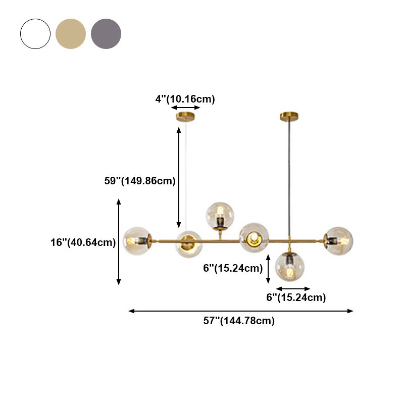 Nordic Glass Island Light Gold Globe 6 Lichter Island Anhänger für Wohnzimmer