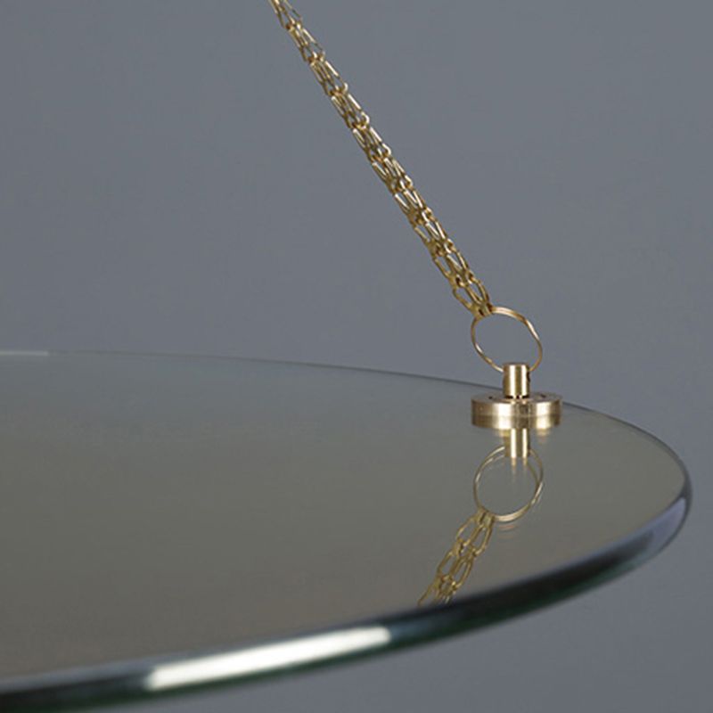 Simplicity Cylinder Hanging Ceiling Light Brass LED Dining Room Drop Pendant in Warm/Natural Light with Tempered Glass Disc