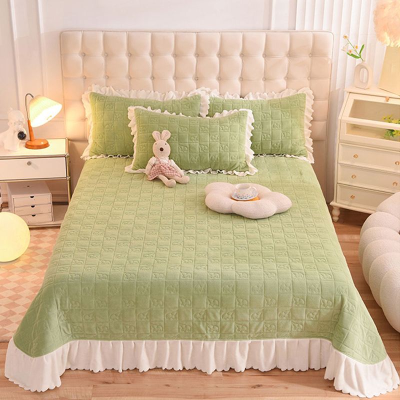 Flannel Bed Sheet Set Breathable Pure Color Fade Resistant Soft Bed Sheet