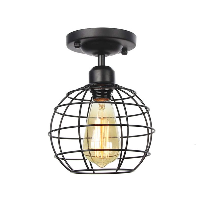 Modern Flush Mount Lighting Metal 1-Light Ceiling Lighting in Black