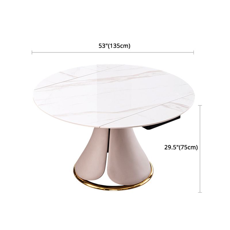 Glam Leatherwear Dinette Set 1/2/5/7 Pieces Round Scalable Sintered Stone Dining Table Set