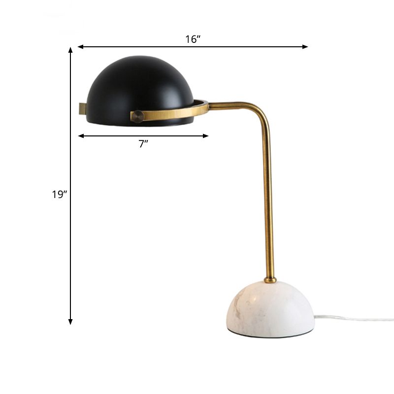 Lampe sur pied à abat-jour métallique style modernisme, 1 ampoule, éclairage de table en métal avec base en marbre, finition noire