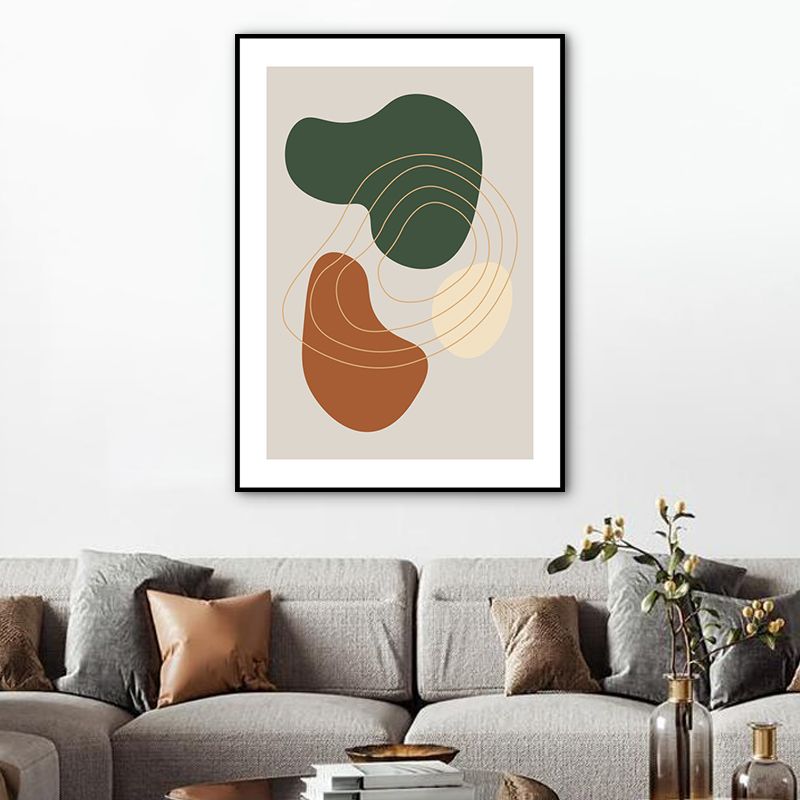 Modern Abstract Wall Art Print Dark Color Pebbles Drawing Canvas for Sitting Room
