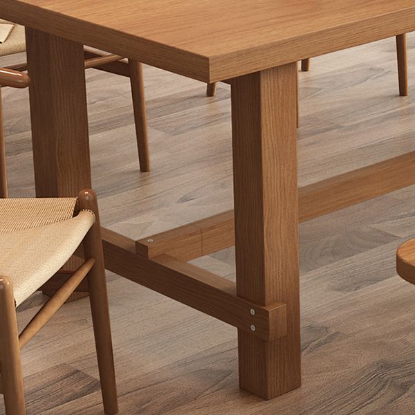 Modern Ash Wood Table for Restaurant Rectangle Dining Table with Trestle Base